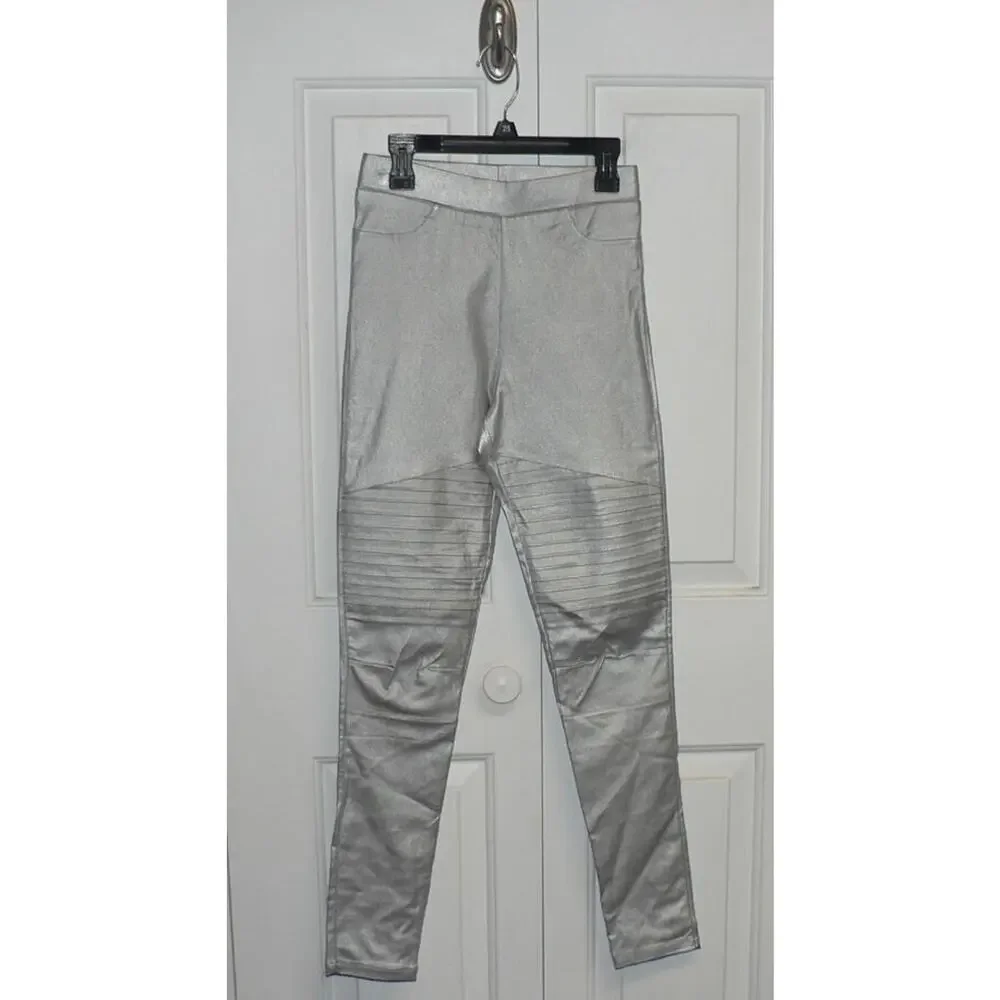 Oober Swank Women's Coated High‎ Waist Leggings in Silver XSmall MSRP $34.99